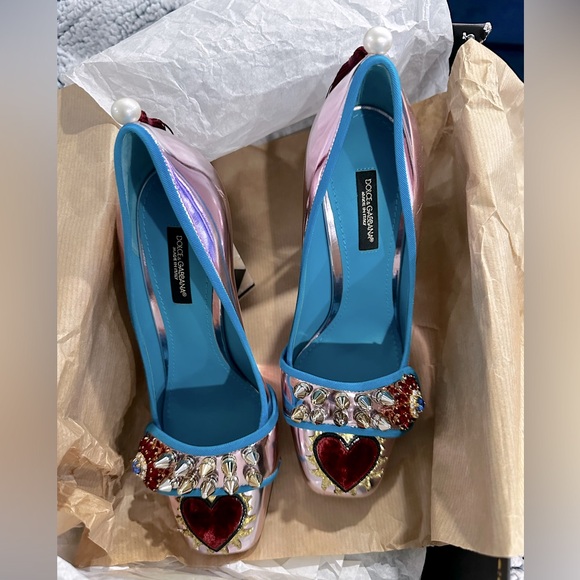 DOLCE & GABBANA Jackie Leather Court Block Heels US7 UK4 EU37 - Picture 5 of 17